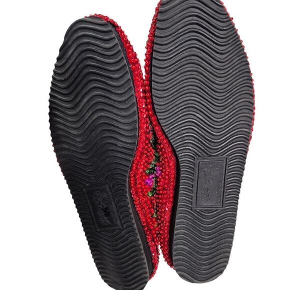 NWOT Charlie England City Sequined Holiday Flats Red/Green Ruby Slippers 9 - Picture 7 of 7